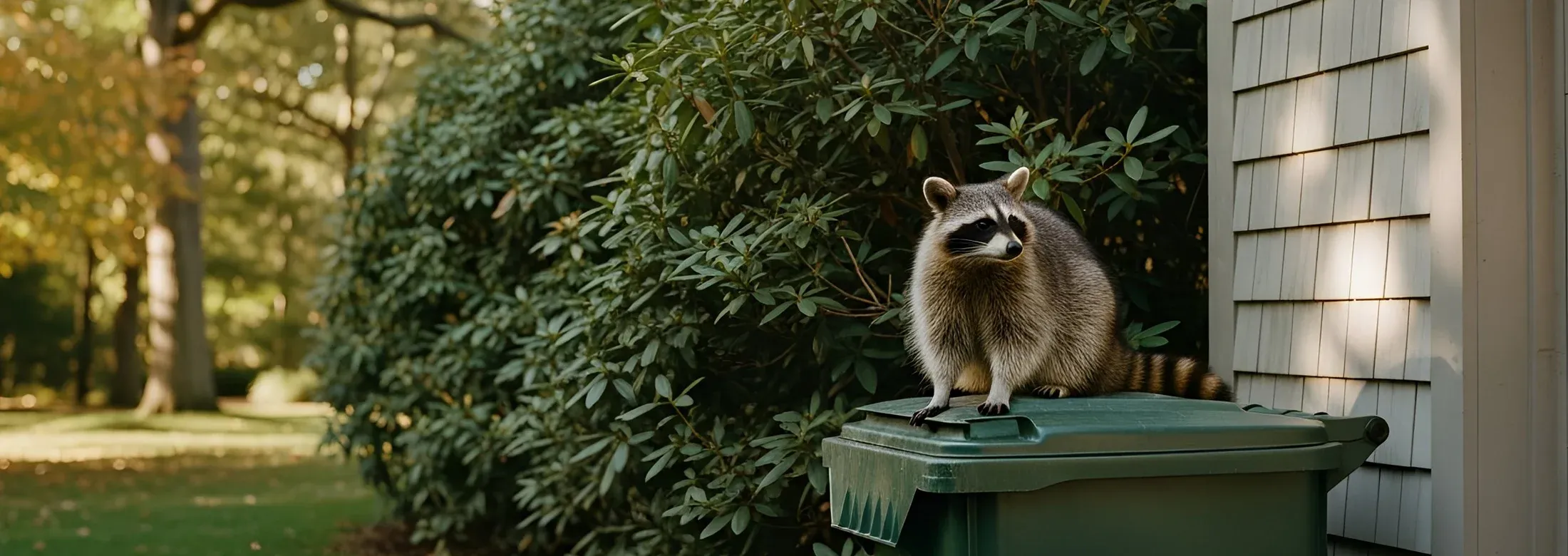 raccoon on a trash can
